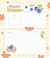 hand drawn adorable recipe card template design vector