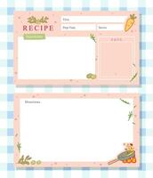hand drawn recipe card with carrot template design vector