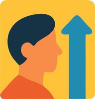 Profile View of Person with Upward Arrow Symbolic of Growth and Progress vector