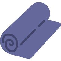 Isometric illustration of a rolled-up purple mat, possibly a yoga mat or carpet, against a white background. vector