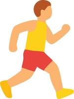 A stylized illustration of a person running, rendered in flat, bright colors. The figure is in mid-stride. vector