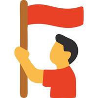 man holding flag red and white vector