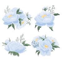 Blue peony flower illustrations vector