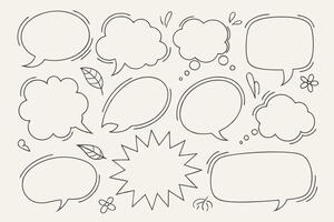 Adorable Hand-Drawn Speech Bubbles Set Charming Outline Comic Book Style Design Elements for Cute Projects, Blogs, and Social Media vector