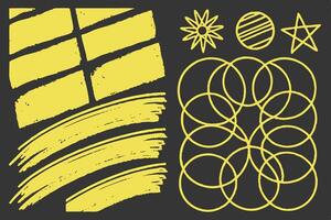 Energetic Yellow Abstract Art Bold Brushstrokes, Geometric Shapes, and a Vibrant Mood on a Dark Background vector