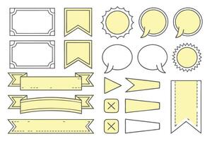 Charming Pastel Yellow Banners, Ribbons, Frames, and Speech Bubbles for Cute Designs and Projects - Professional digital artwork with vibrant colors and detailed composition vector