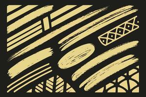 Abstract Gold Brush Strokes on Black Background Stylish Geometric Pattern Design for Modern Art Print vector