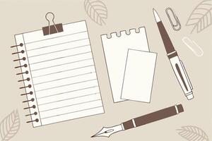 Serene Autumn Workspace Blank Notebook, Fountain Pen, and Notes Ready for Writing and Ideas - Professional digital artwork with vibrant colors and detailed composition vector