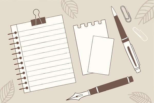 Serene Autumn Workspace Blank Notebook, Fountain Pen, and Notes Ready for Writing and Ideas - Professional digital artwork with vibrant colors and detailed composition