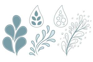 Serene Blue Teardrop and Floral Elements Elegant Nature-Inspired Design for Branding and Decoration - Professional digital artwork with vibrant colors and detailed composition vector