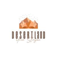 natural scenery logo sahara with simple elegant concept, mountain view and cactus trees the sahara desert, as a symbol of design template illustration vector