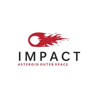 outer space concept with meteorite logo, space rock as asteroid silhouette vintage symbol illustration brand or business product and design template