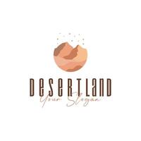 natural scenery logo sahara simple elegant concept, mountain view and cactus trees in the sahara desert, as a symbol of design template illustration vector