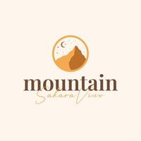 natural scenery logo sahara with simple elegant concept, mountain view and cactus trees in the sahara desert, as a symbol of design illustration vector