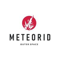 outer space with meteorite logo, space rock as asteroid simple silhouette vintage symbol illustration brand or business product and design template vector