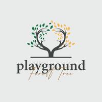 tree silhouette concept children playground logo natural tree a playground and green forest tree nature as a product brand symbol or poster illustration template vector