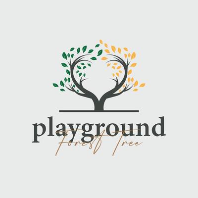 tree silhouette concept children playground logo natural tree a playground and green forest tree nature as a product brand symbol or poster illustration template