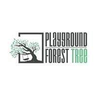 tree silhouette concept children playground logo natural tree concept as a playground and green forest tree nature as a product symbol or poster illustration template vector