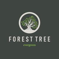 tree silhouette children playground logo natural tree concept as a playground and green forest tree nature as a product brand symbol or poster illustration template vector