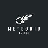 outer space concept with meteorite logo, space rock as asteroid simple silhouette vintage symbol or business product and design template vector