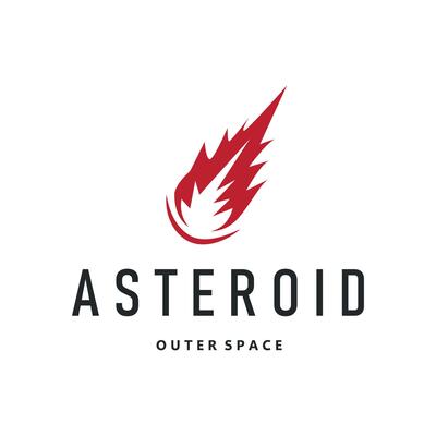 outer space concept with meteorite logo, space rock asteroid silhouette vintage symbol illustration brand or business product and design template