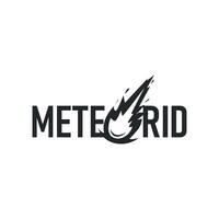 outer space meteorite logo, space rock as asteroid silhouette vintage symbol illustration brand or business product and design template vector
