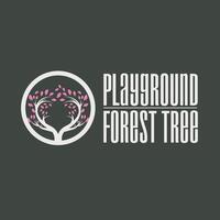 tree silhouette concept children playground logo natural tree concept a playground and green forest tree nature as a product brand symbol or poster illustration template vector