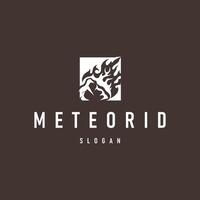 outer space concept with meteorite logo, space rock as asteroid simple vintage symbol illustration brand or business product and design template vector