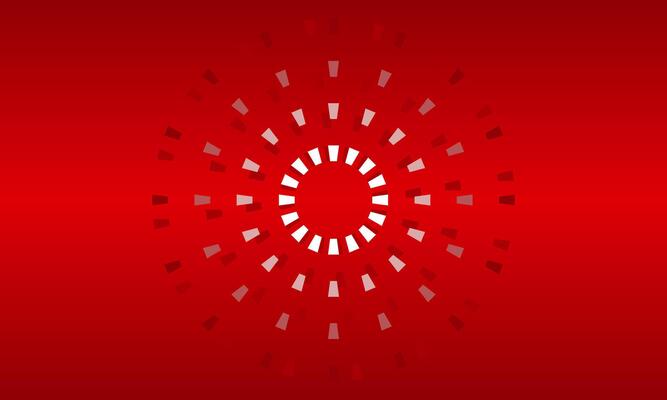 Abstract red gradient background featuring concentric circular white dash lines radiating from the center. Ideal for modern design, technology themes, or festive visual elements.
