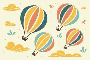 Whimsical Hot Air Balloons Floating Joyfully Across a Pastel Sky, a Delightful Summer Illustration - Professional digital artwork with vibrant colors and detailed composition vector