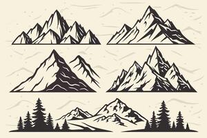 Majestic Black and White Mountain Range Illustrations Serene Nature Scenes for Design Projects - Professional digital artwork with vibrant colors and detailed composition vector