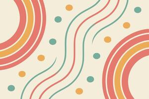 Joyful Abstract Background with Pastel Rainbow Arcs, Wavy Lines, and Dots A Cheerful and Playful Design vector