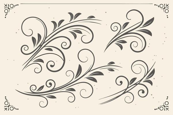 Elegant Flourishing Swirls A Collection of Vintage Floral Design Elements for Artistic Projects and Decorative Purposes