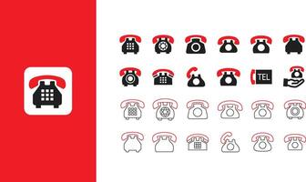 Collection of retro telephone icons isolated on white background vector