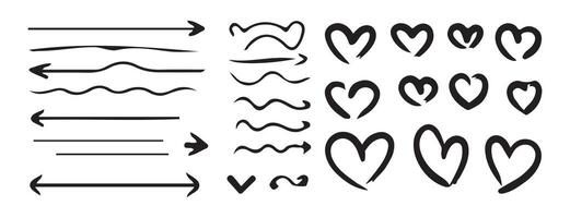 love heart shape element graffiti brush vector