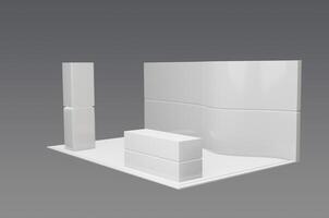 A white wall with a white table and chair photo