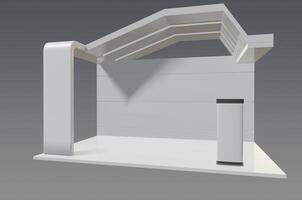 A 3d model of a small white building photo