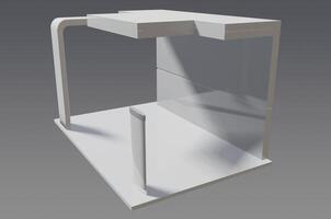 A 3d model of a white table with a shelf photo
