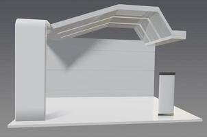 A 3d model of a white building with a door photo
