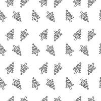 Seamless Pattern of Decorative Christmas Trees with Star on White Background vector