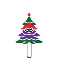 happy merry christmas pine tree line and fill style icon illustration design. vector