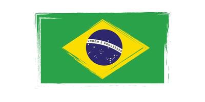 Grunge Style Brazilian Flag Design. vector
