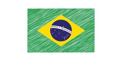 Hand drawn sketch of the Brazilian flag. vector