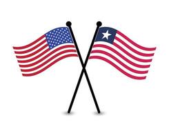 Crossed American and Texan flags vector
