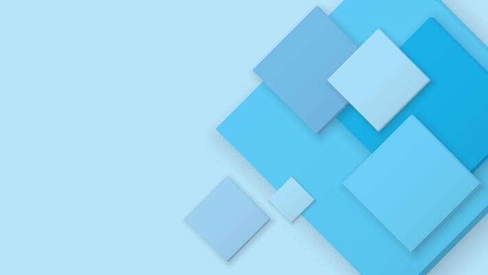 3D blue tone square plate various size with light blue horizontal background graphic illustration have blank space.