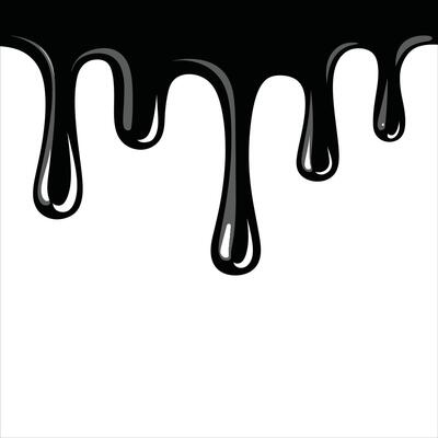 Dripping Liquid Silhouette Black Ink, Paint, or Oil Drips Isolated on White Background