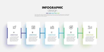 Timeline presentation infographic template with concept business icon 5 options vector