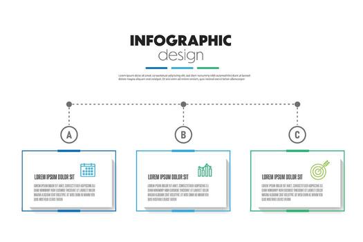 Abstract square shape infographic template design element 3 step vector