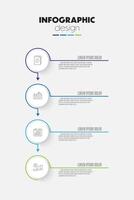 Circle timeline infographics template presentations and business concept charts 4 options vector