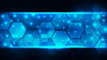 Blue hexagonal background with glowing effects vector